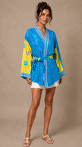 Kimono wrap belted silk top