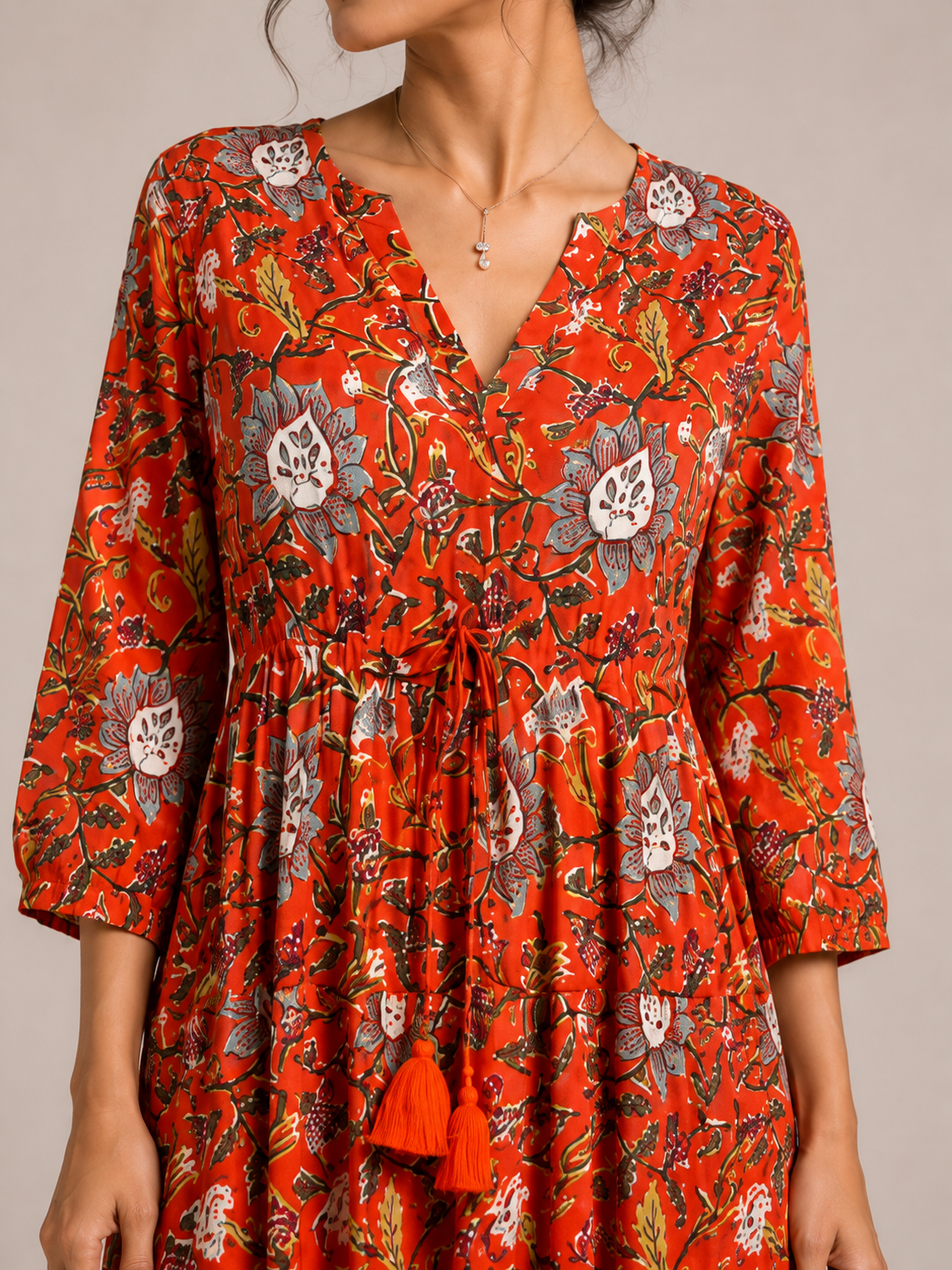 Long Sleeved Valentina Dress in Burnt Orange