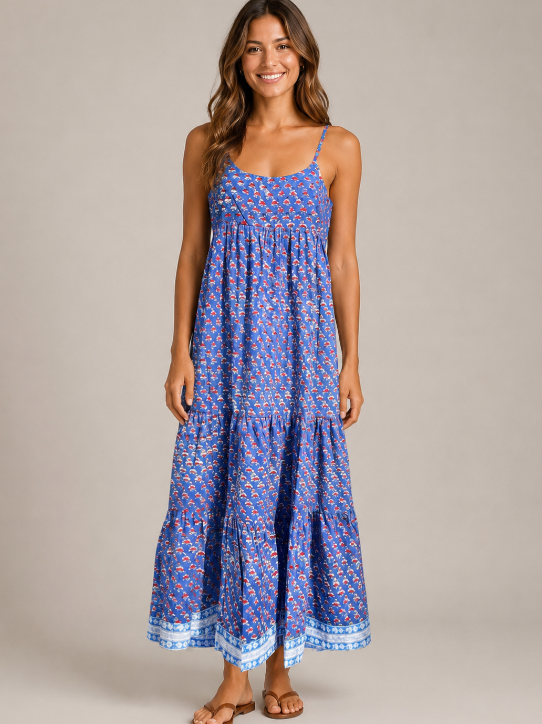 Hand Block Printed Summer Sea Blue