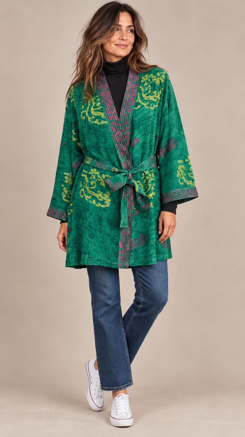 Kimono wrap vintage silk top