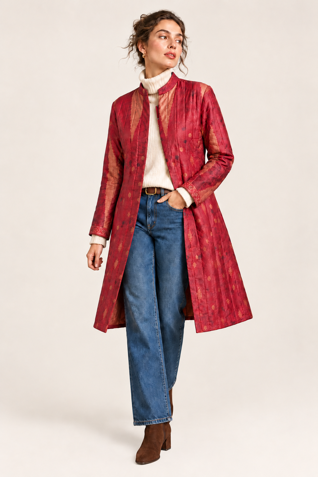 One of kind Silk Hand Quilted Coat