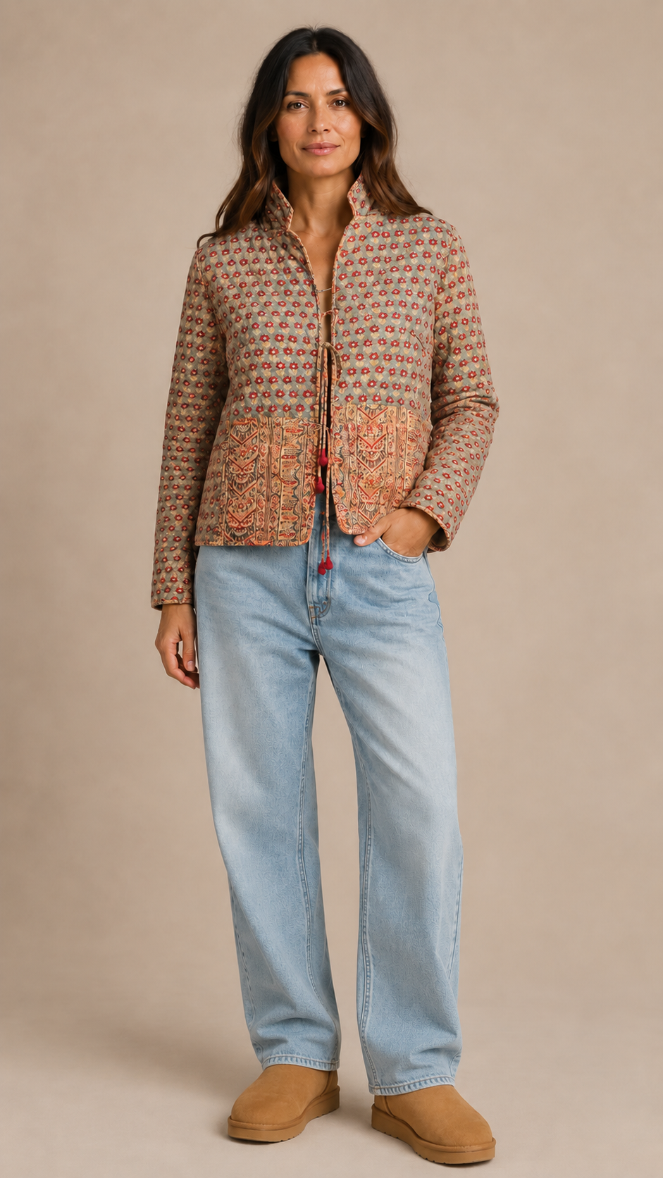 Hand Block Printed Quilted Reversible Jacket