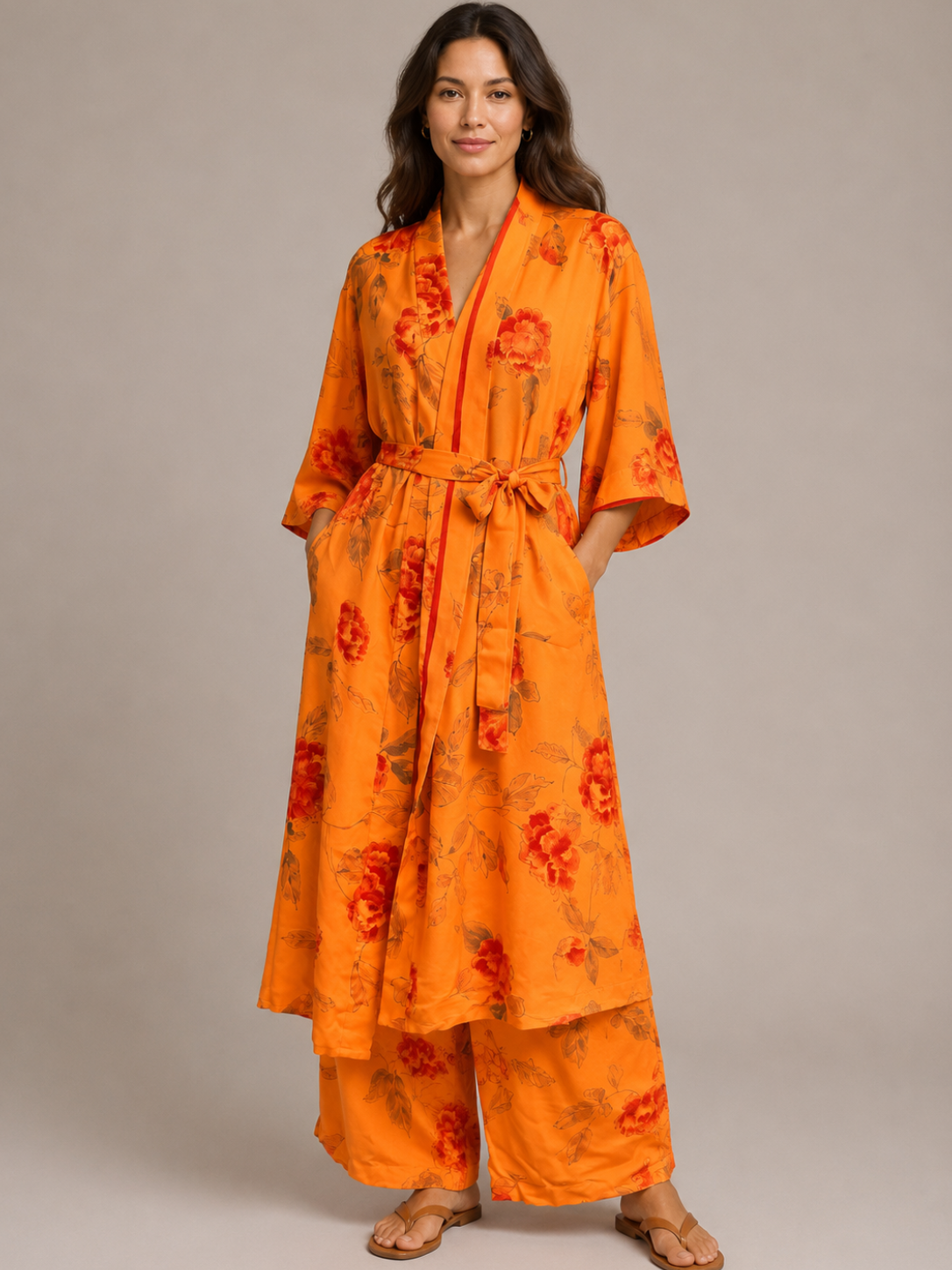 Lounge wear -Kimono with Drawstring Pants