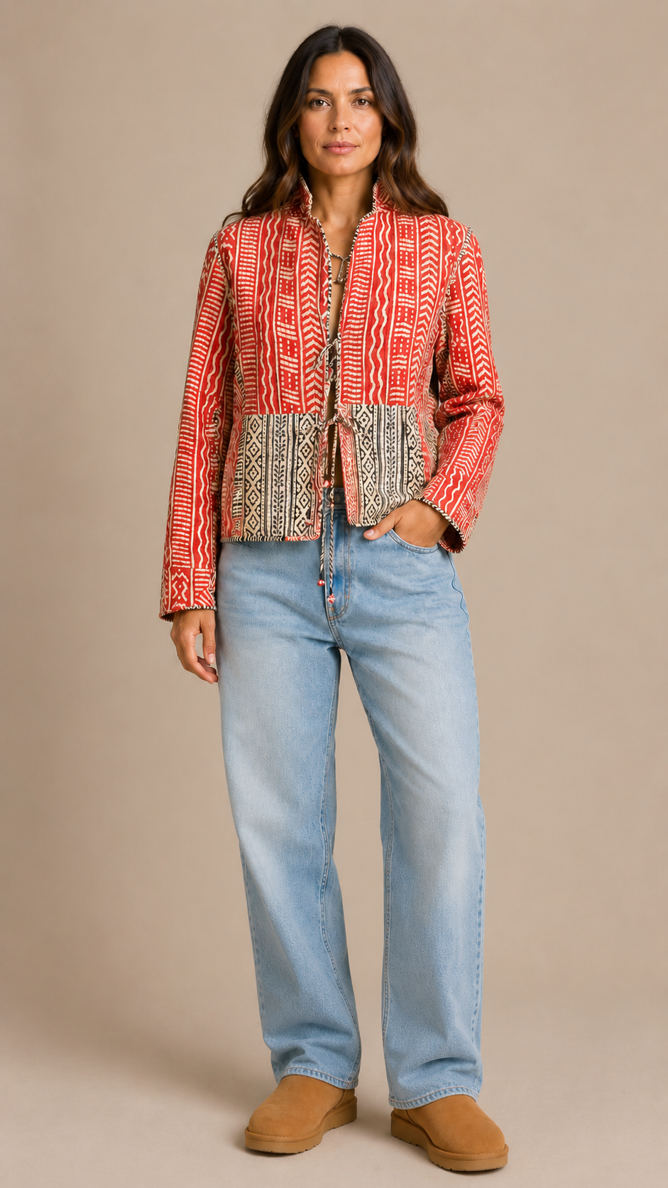 Hand Block Printed quilted reversible jacket
