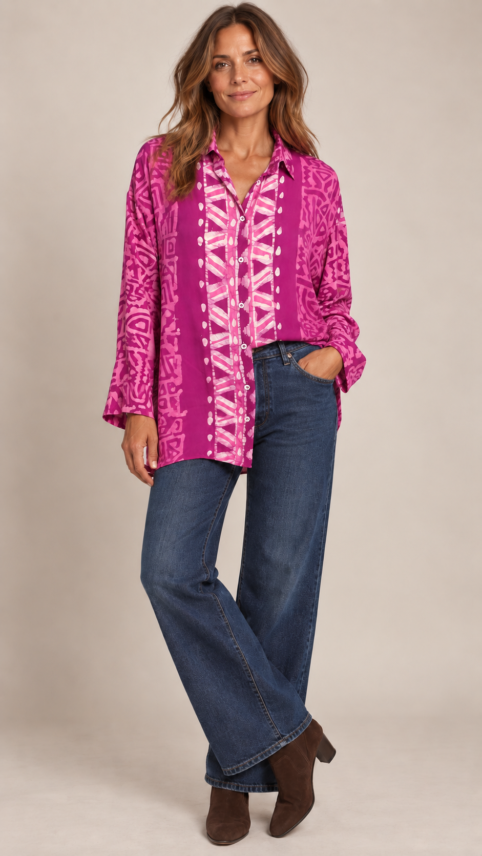 Batik Print Pink Dune Blouse