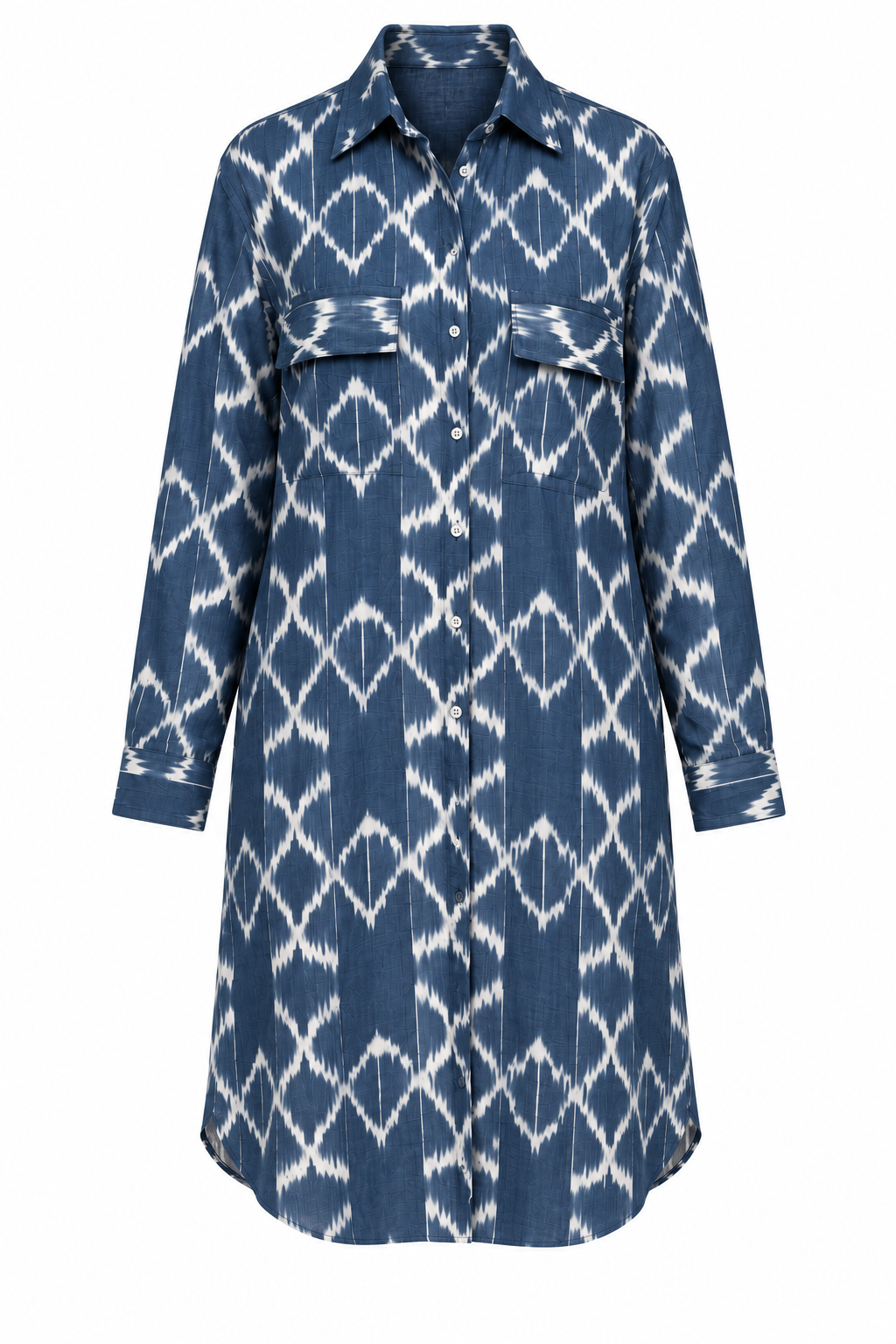Handwoven Ikat Shirt Dress – Indigo