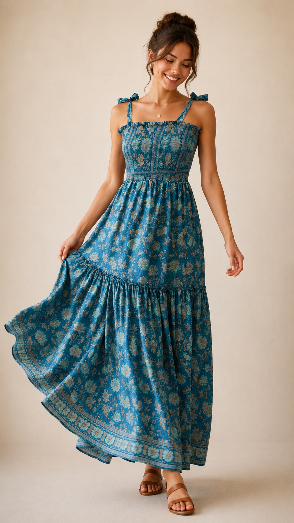 Vintage silk smocked summer dress