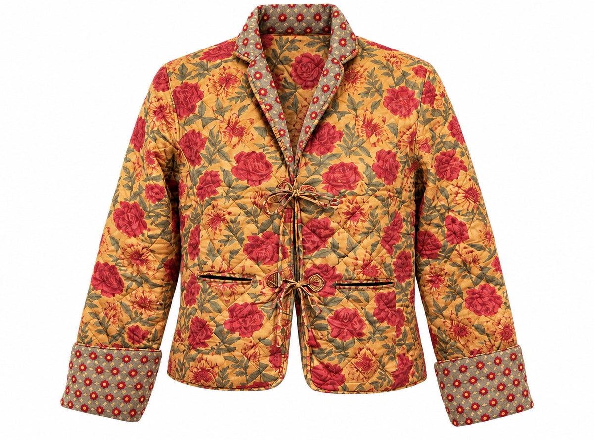 Hand Block Printed Quilted Reversible Jacket