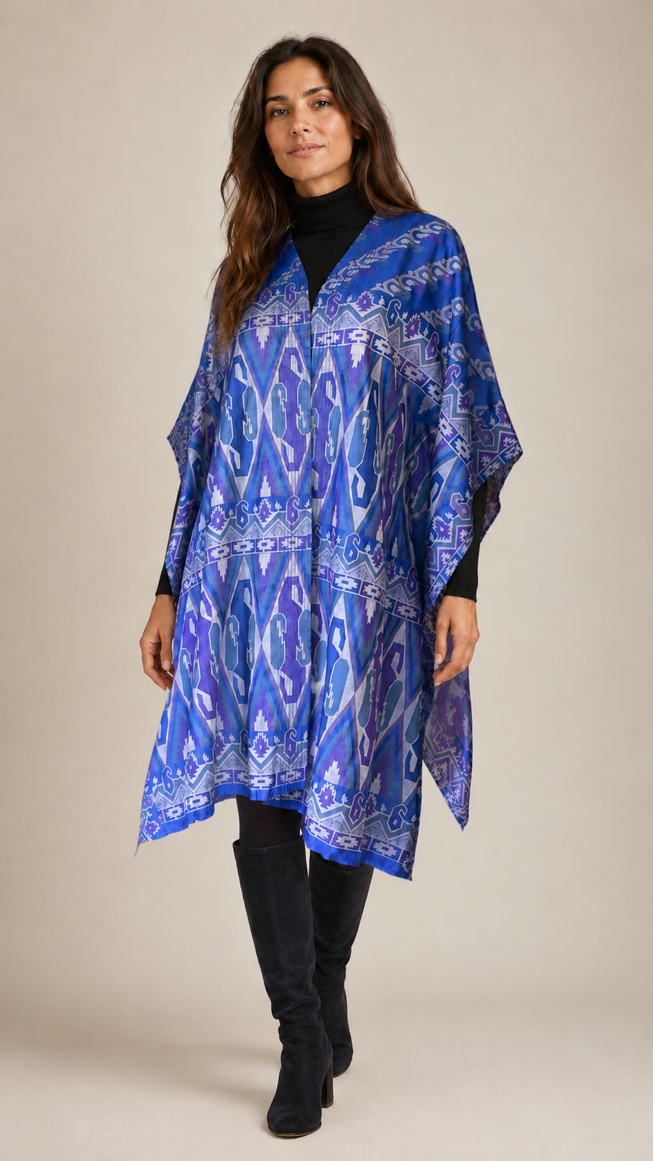 One of a kind- Silk Ikat inspired cape