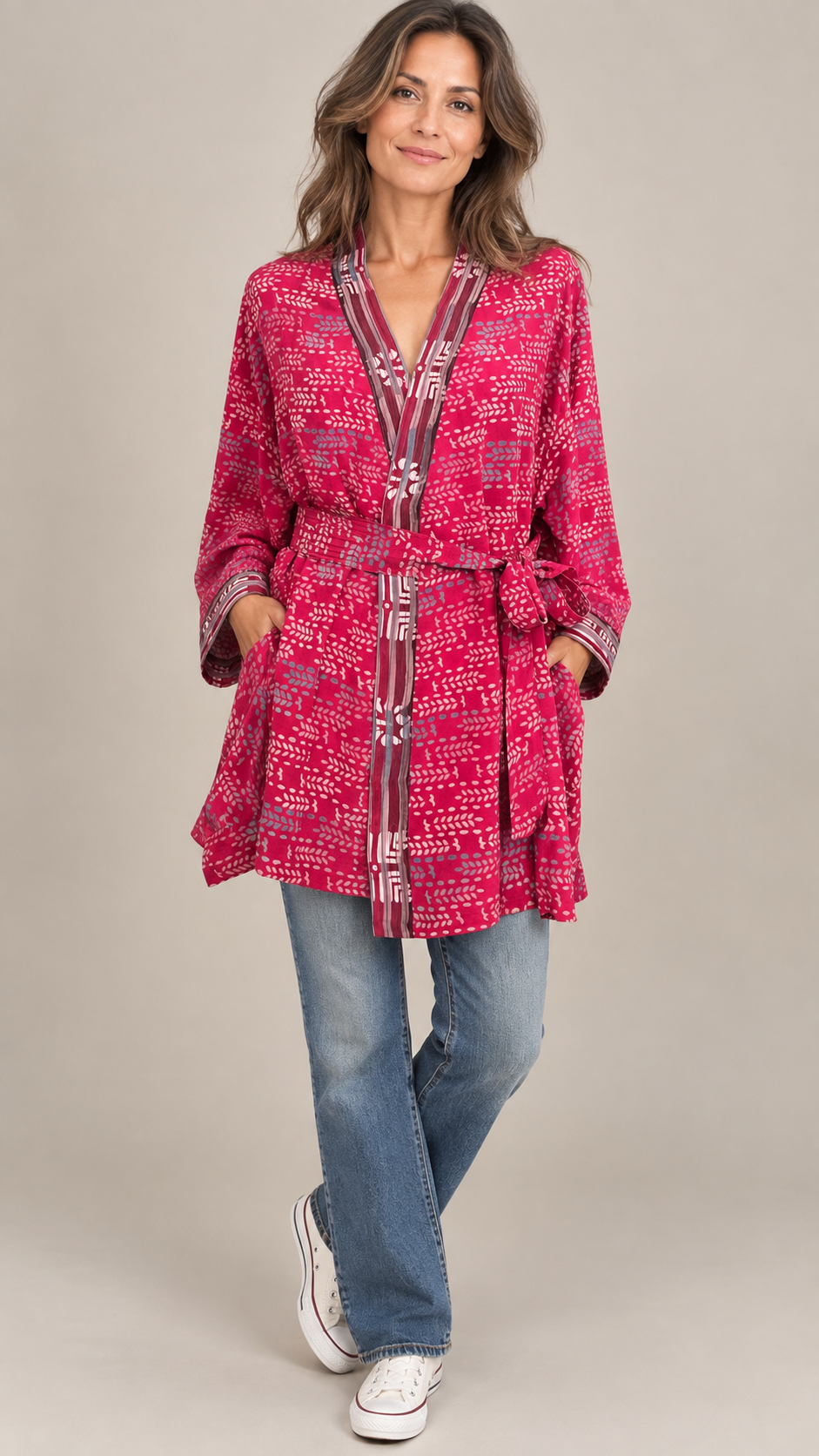 Kimono wrap top in vintage silk