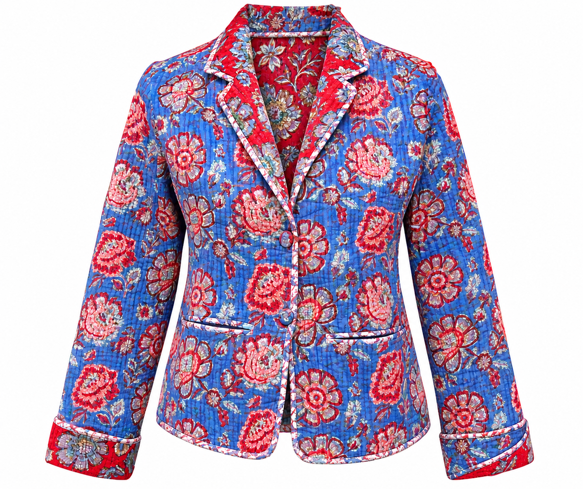 Hand Block Printed Quilted Reversible Cotton Jacket